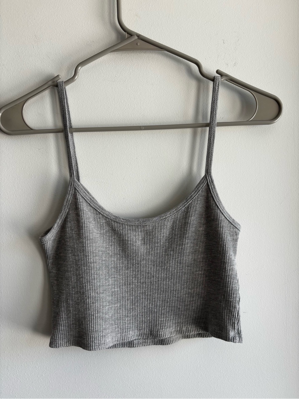 Source Unknown Grey Ribbed Crop Camisole